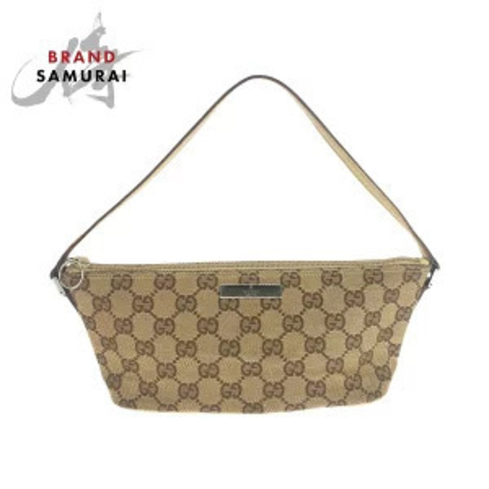 Gucci Beige GG Canvas Leather Handbag Accessory Pouch
